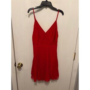 Sue Wong Pleated Red Dress Spaghetti Strap Lined SZ 8 Cocktail Party